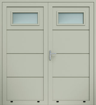 Drzwi panelowe dwuskrzydłowe bez przetłoczeń, przeszklenie A1