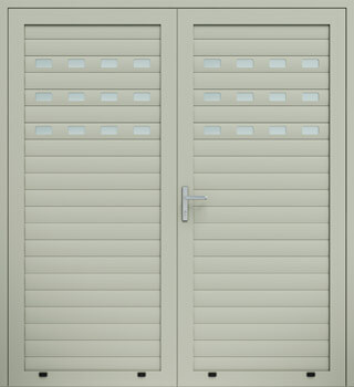 Drzwi panelowe dwuskrzydłowe, profil AW100, przeszklony