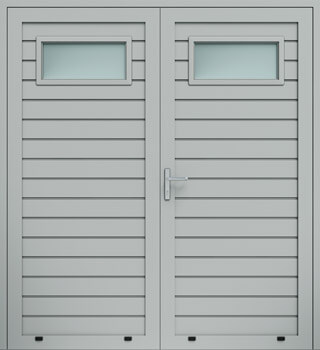 Drzwi panelowe dwuskrzydłowe, przetłoczenie niskie, przeszklenie A1